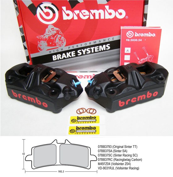 Brembo High Performance - Radial M4 Monoblock Bremszangen | schwarz | 100 mm – Kit